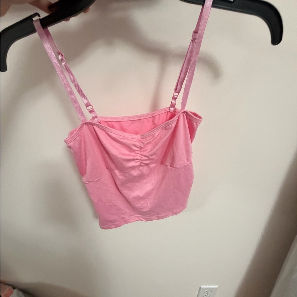 Pink Ruched Cami Tank Top